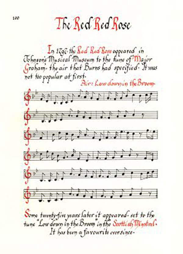 Image of musical notation and lyrics for The Red Red Rose - Song